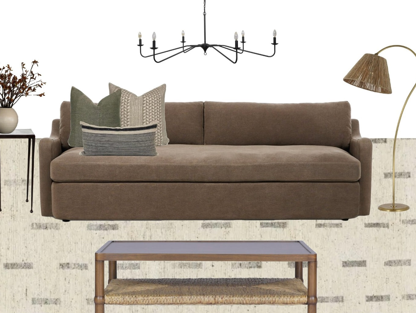 living room mood board by vermont interior designers Addison West