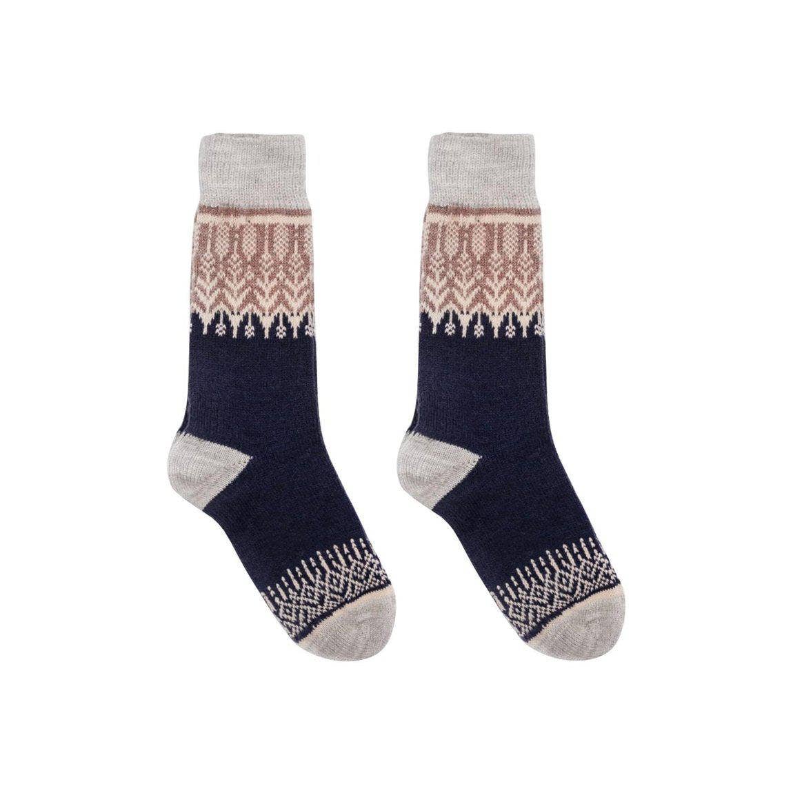 Nordic Socks Merino Wool in PERFORM™ in Yule Navy on a white background at Addison West