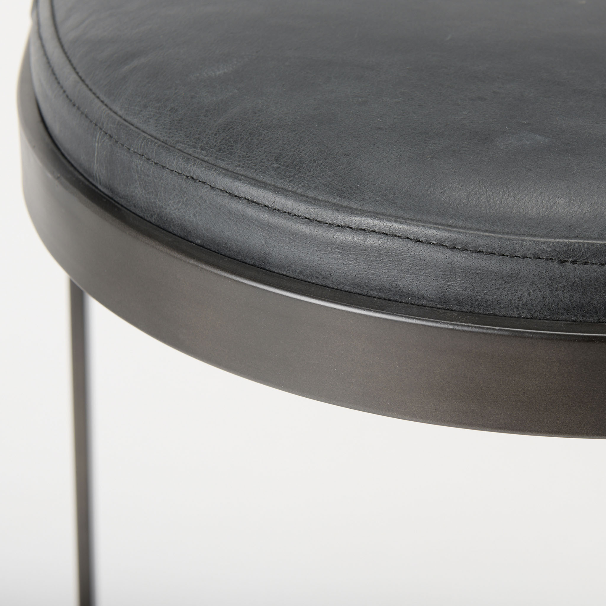 Tyler Counter Stool in Black Leather - Addison West