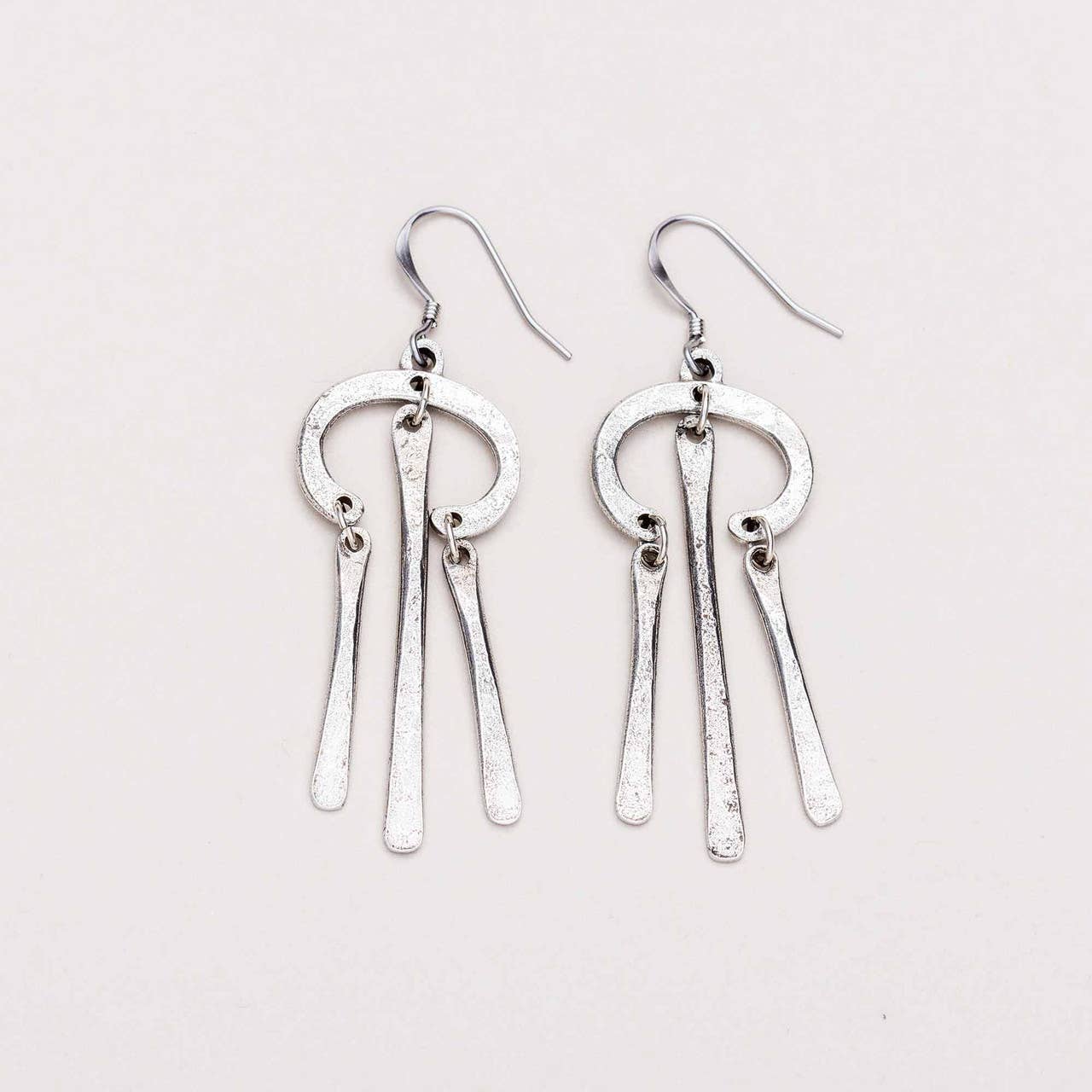 Danforth Pewter Vibes Wire Earrings on a white background at Addison West