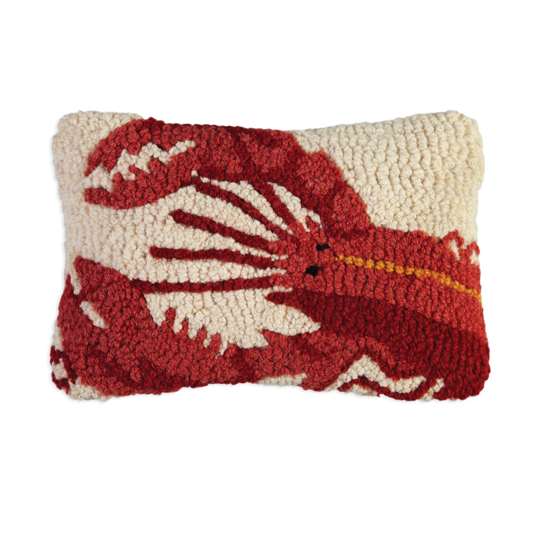 Red Lobster Hand Hooked Pillow on a white background at Addison West