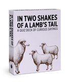 Quiz deck box titled 'In Two Shakes of a Lamb's Tail' with illustrations of sheep on a white background.