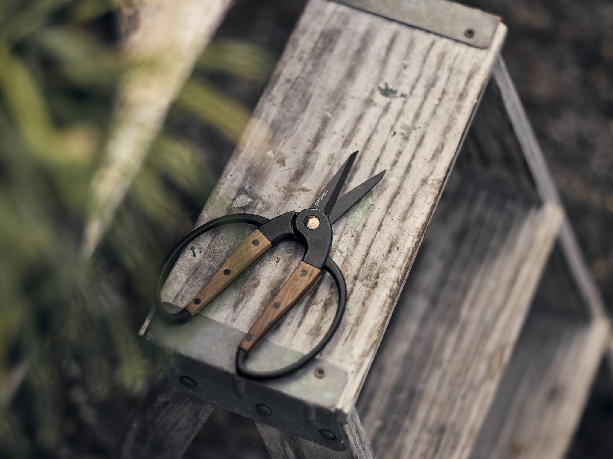 Barebones Small Garden Scissors on a table at Addison West