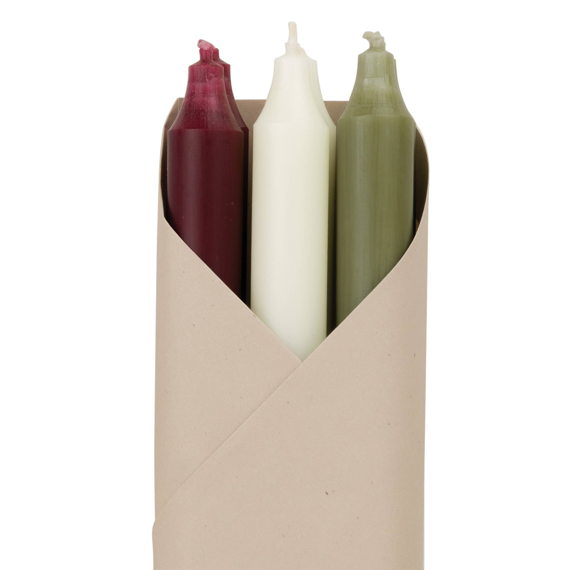 12" Taper Candles in Country Christmas, Set of 6 on a white background at Addison West
