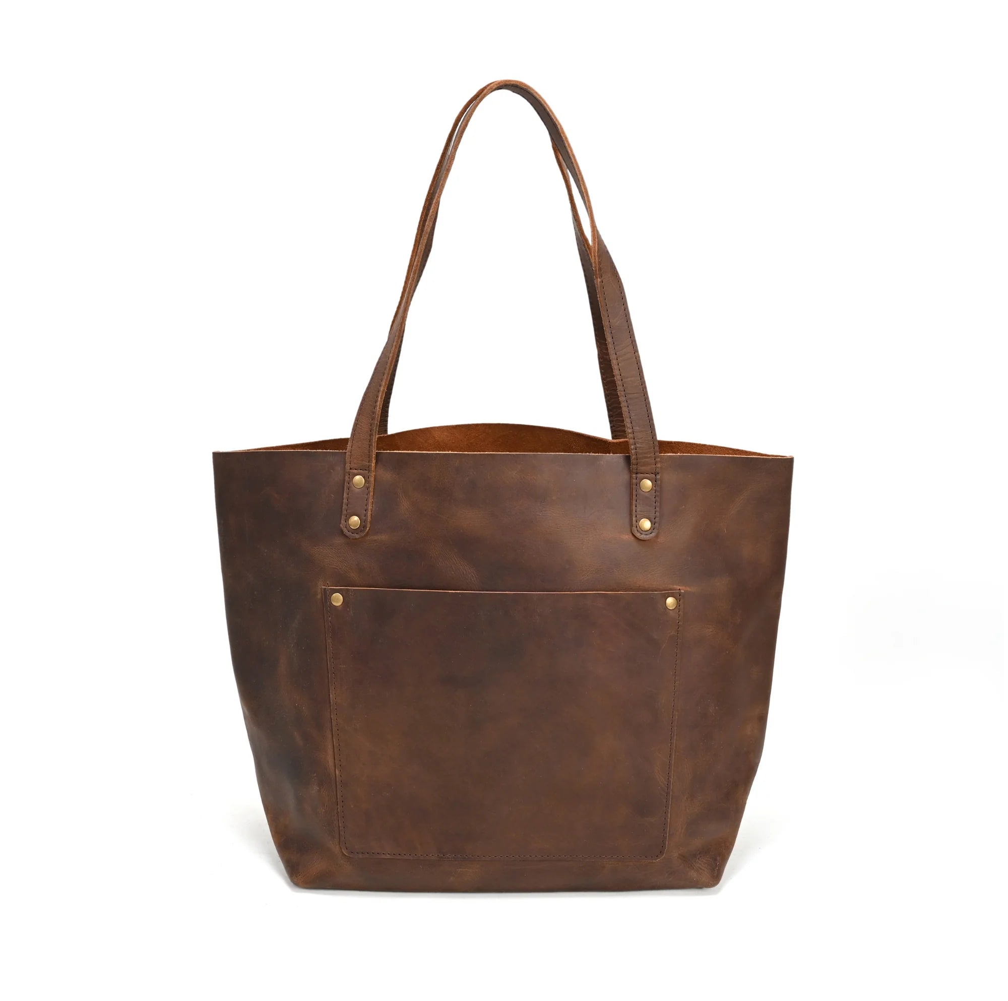 Lena Leather Tote on a white background at Addison West