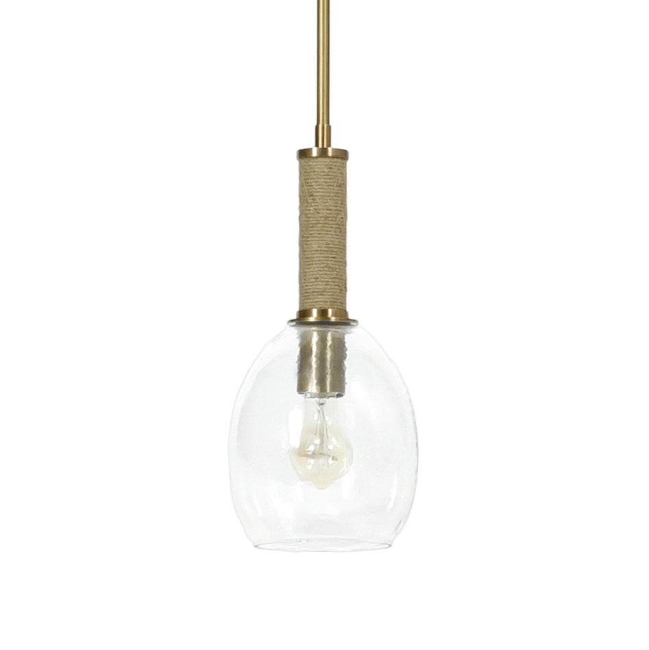 Bronson Glass Pendant in Brass on a white background at Addison West