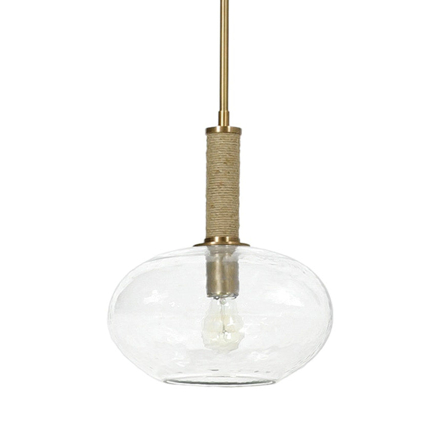 Bronson Glass Pendant, Wide in Brass on a white background at Addison West