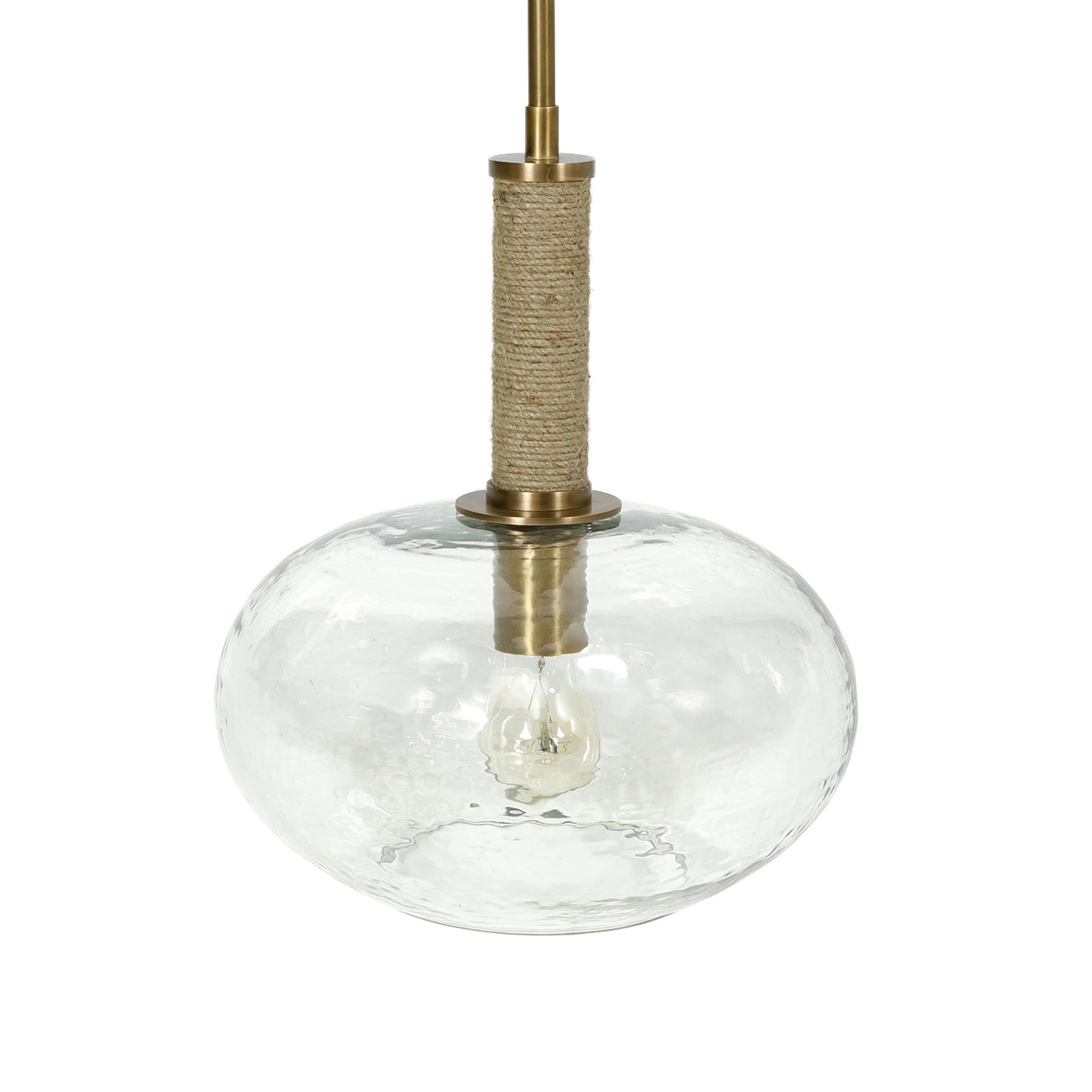 Bronson Glass Pendant, Wide in Brass on a white background at Addison West