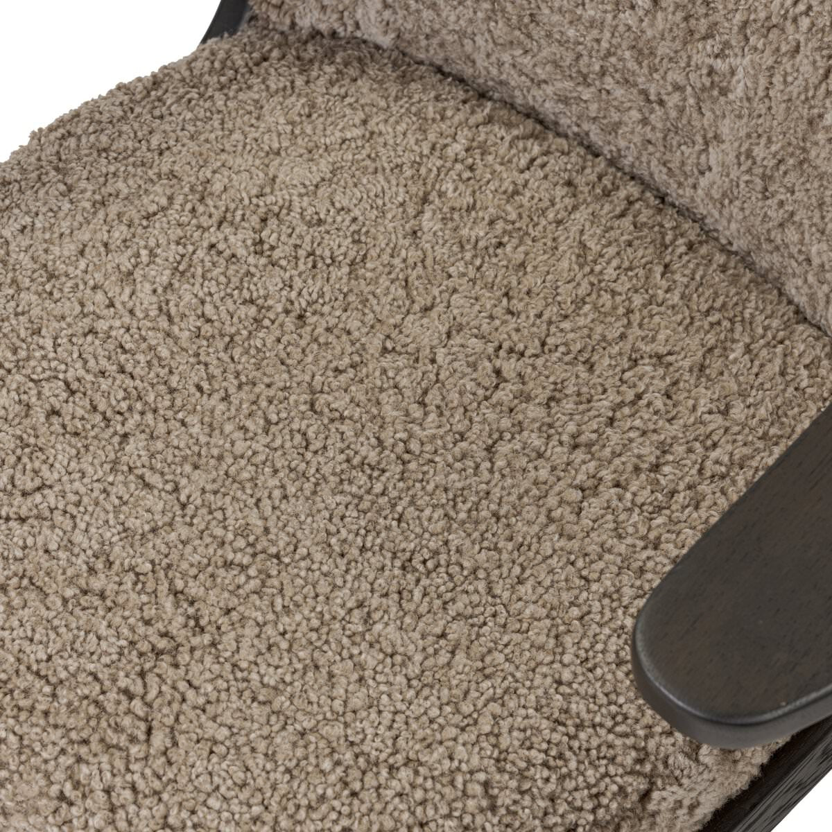 Close up of Four Hands Fabian Chair in Taupe Shearling on a white background at Addison West