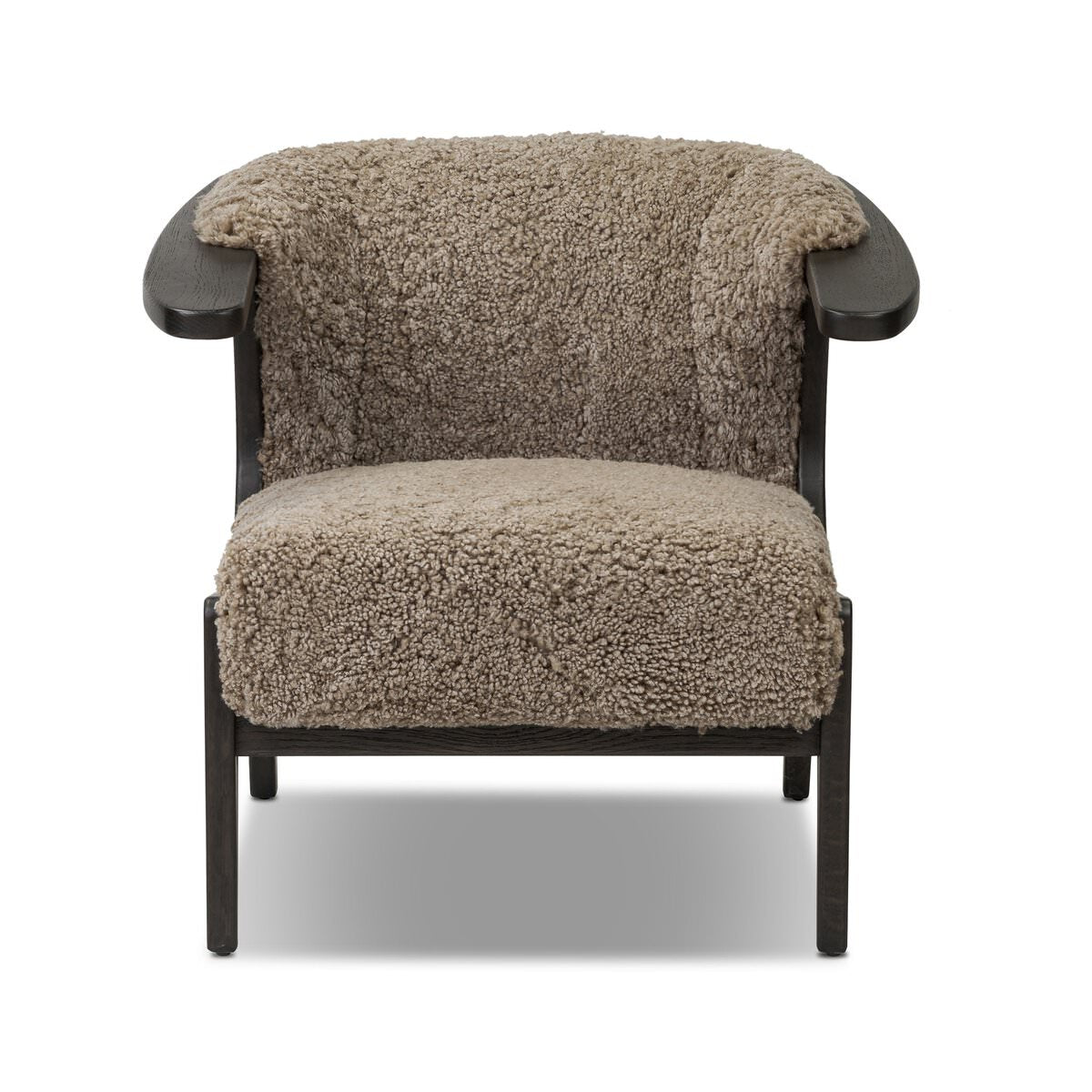 Four Hands Fabian Chair in Taupe Shearling on a white background at Addison West