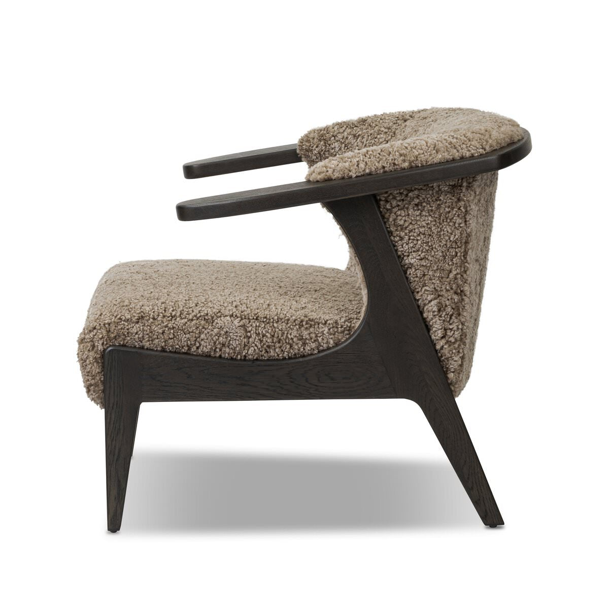 Four Hands Fabian Chair in Taupe Shearling on a white background at Addison West