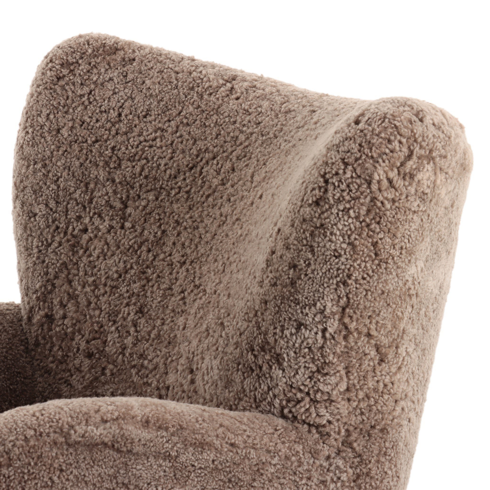 Four Hands Amelie Chair in Taupe Shearling on a white background at Addison West