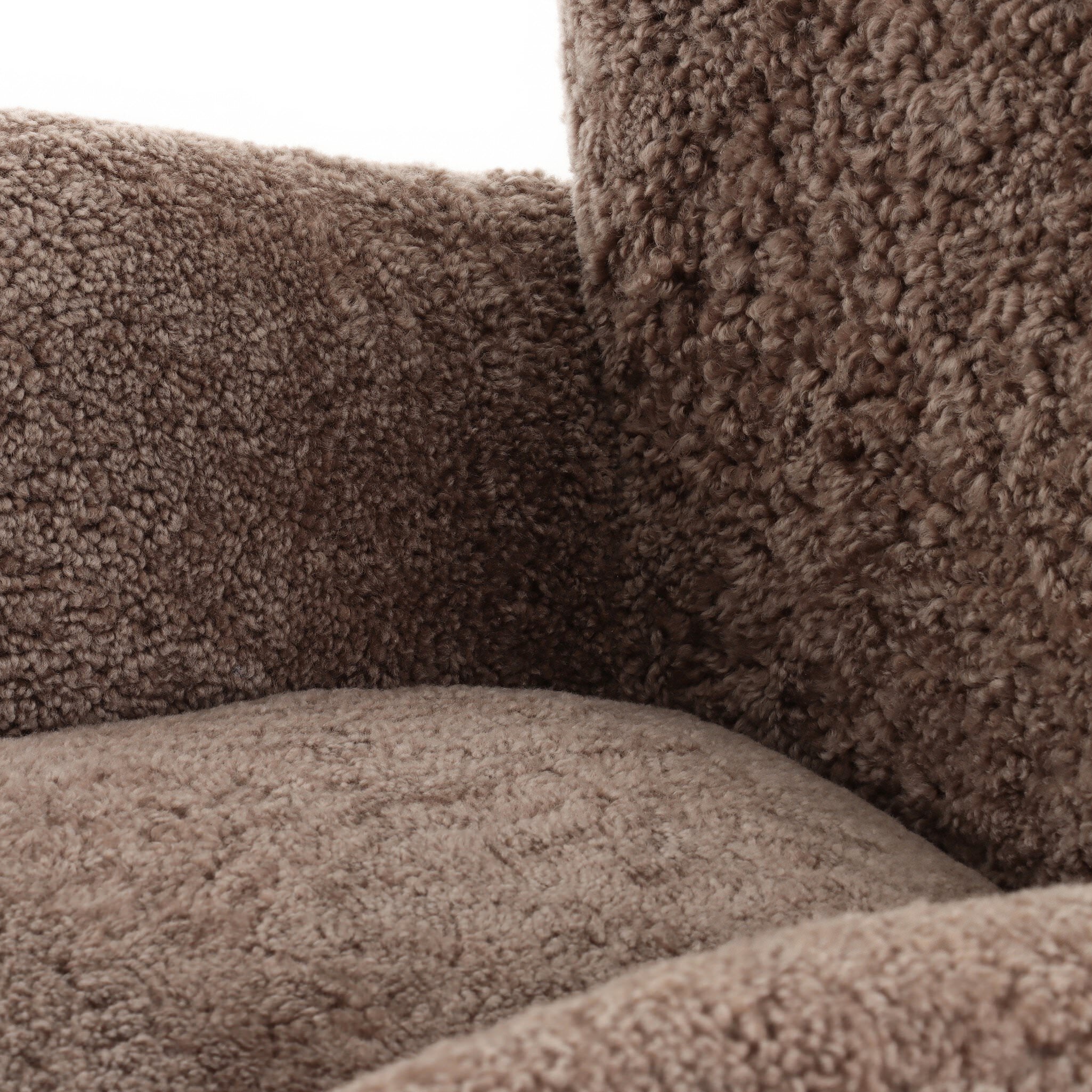 Four Hands Amelie Chair in Taupe Shearling on a white background at Addison West