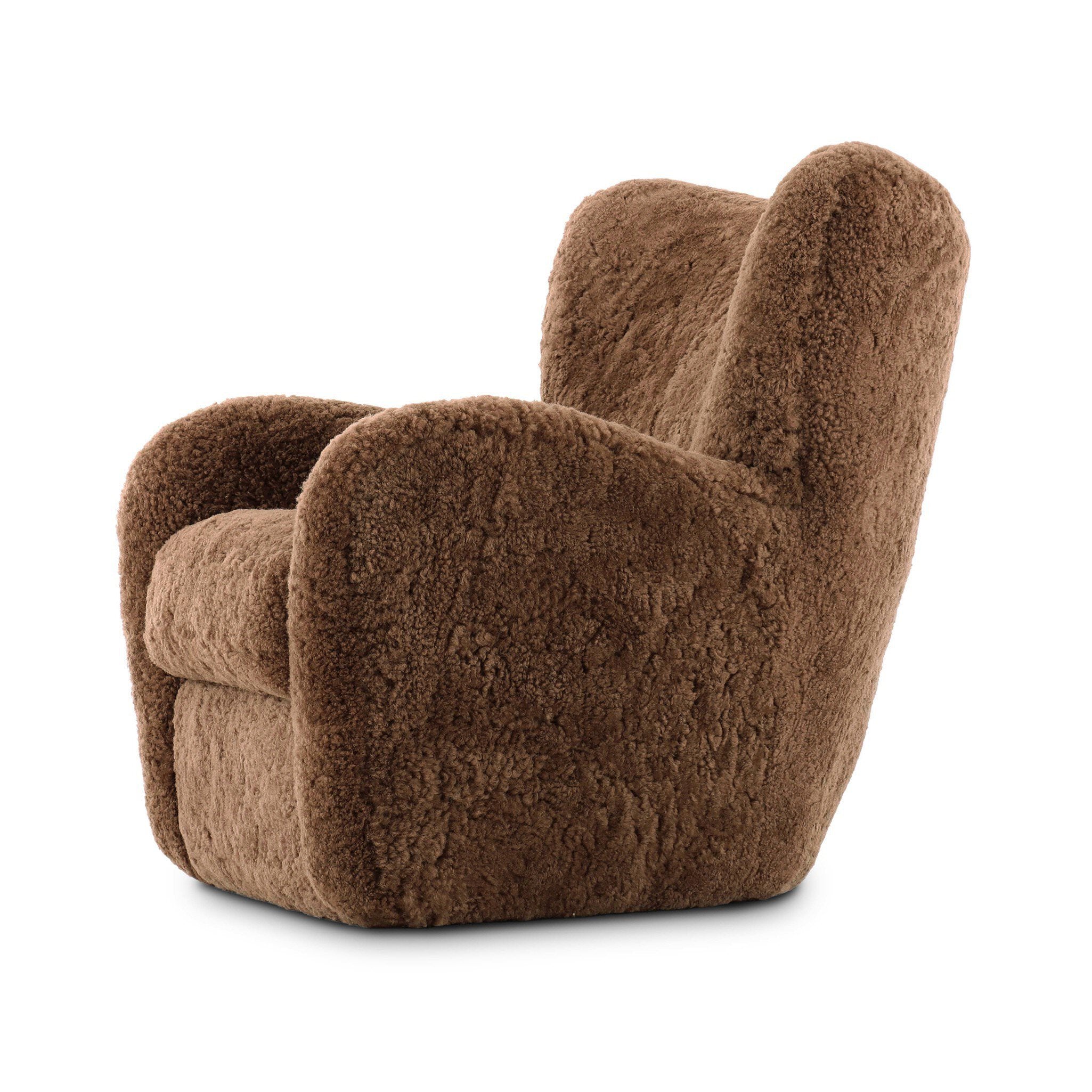 Four Hands Amelie Chair in Amber Shearling on a white background at Addison West