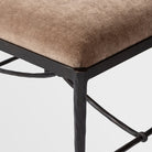 Close up of Four Hands Jade Accent Stool in Altair Mushroom on a white background at Addison West