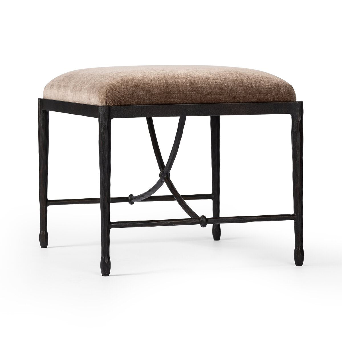 Four Hands Jade Accent Stool in Altair Mushroom on a white background at Addison West