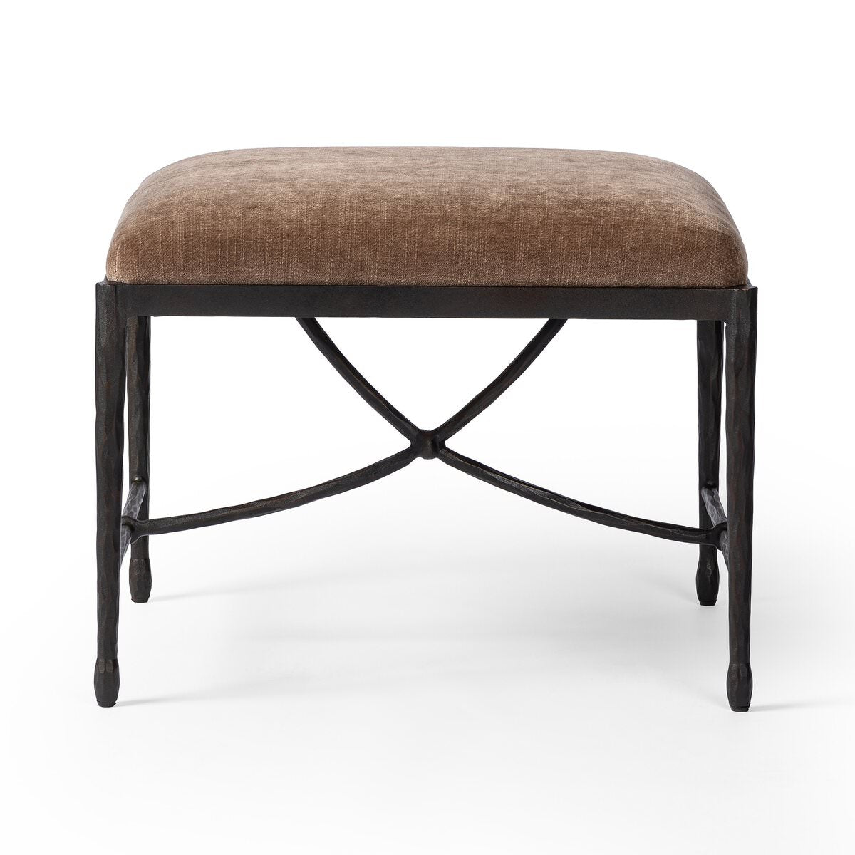 Four Hands Jade Accent Stool in Altair Mushroom on a white background at Addison West