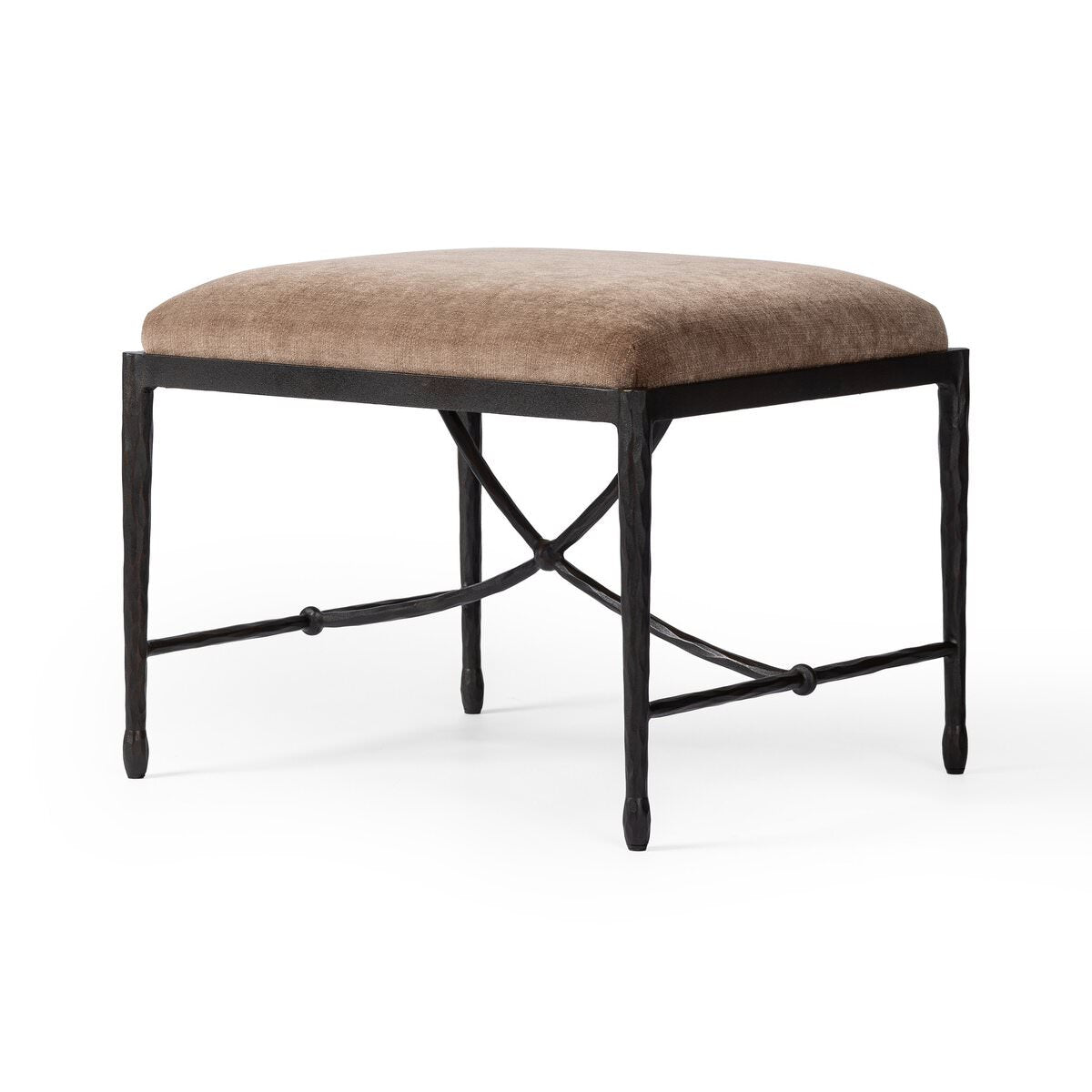 Four Hands Jade Accent Stool in Altair Mushroom on a white background at Addison West