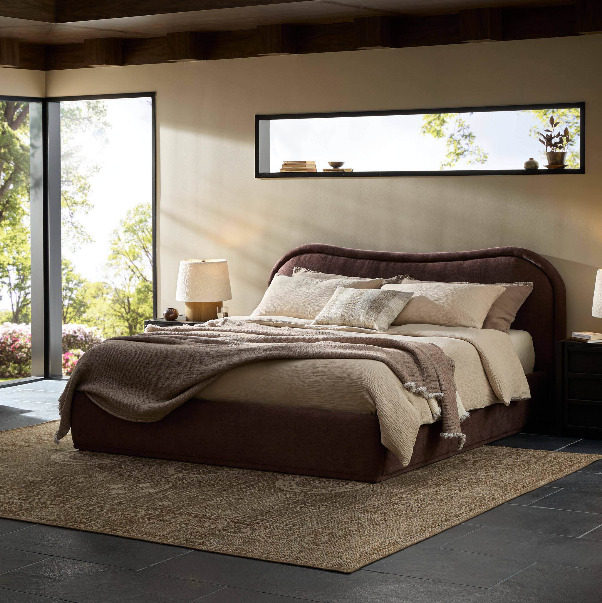 Four Hands Julia Bed in Laughlin Plum, King in a bedroom at Addison West