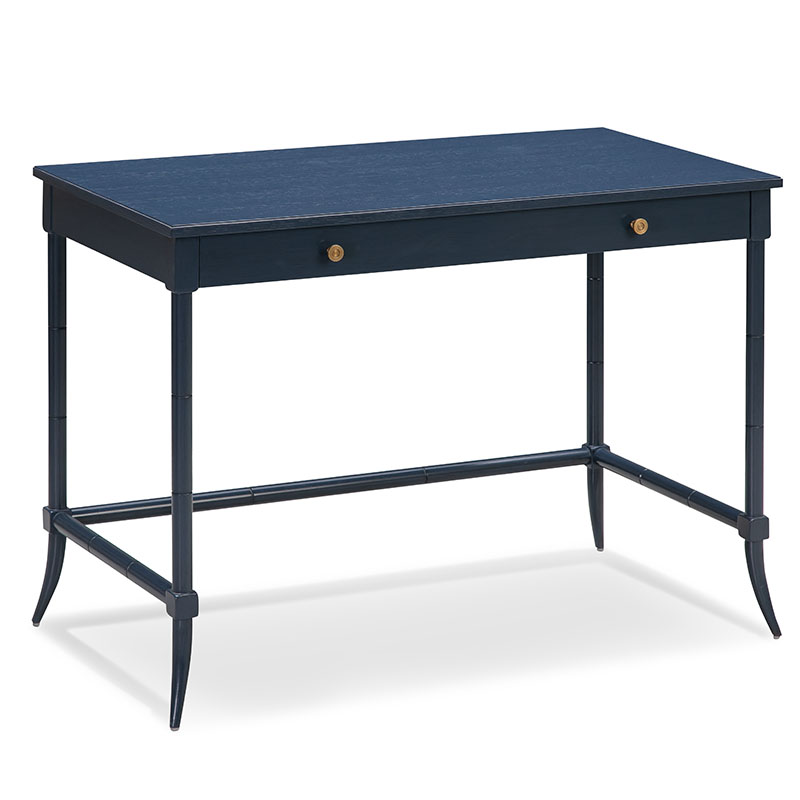 Sconset Writing Table in Woodbridge Navy Finish on a white background at Addison West