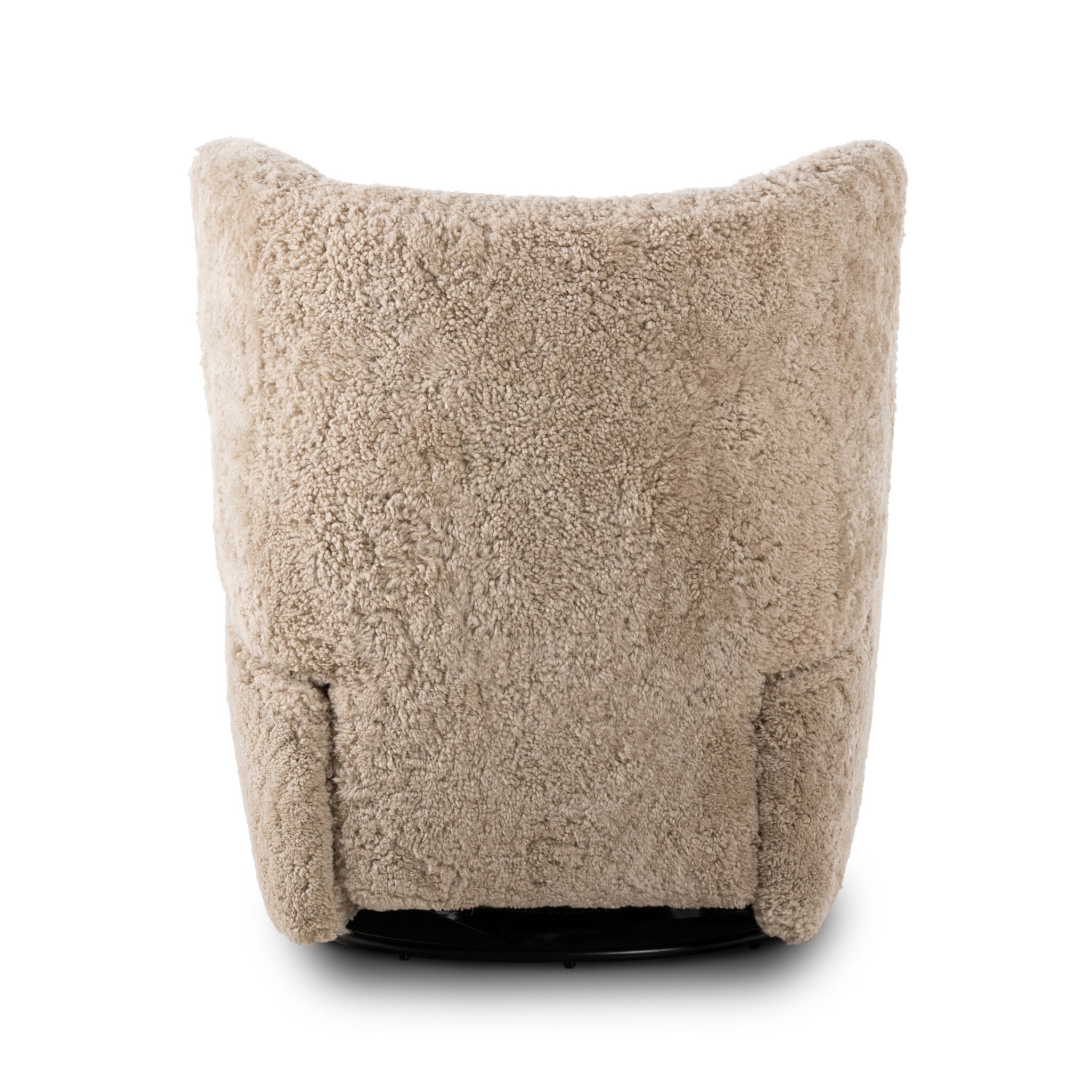 Four Hands Amelie Swivel Recliner in Beige Shearling on a white background at Addison West