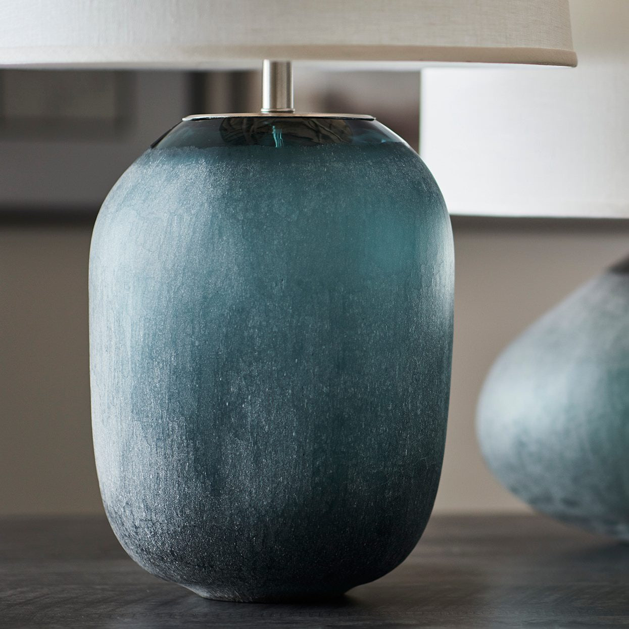 Tall Myokonos Glass Table Lamp on a table at Addison West