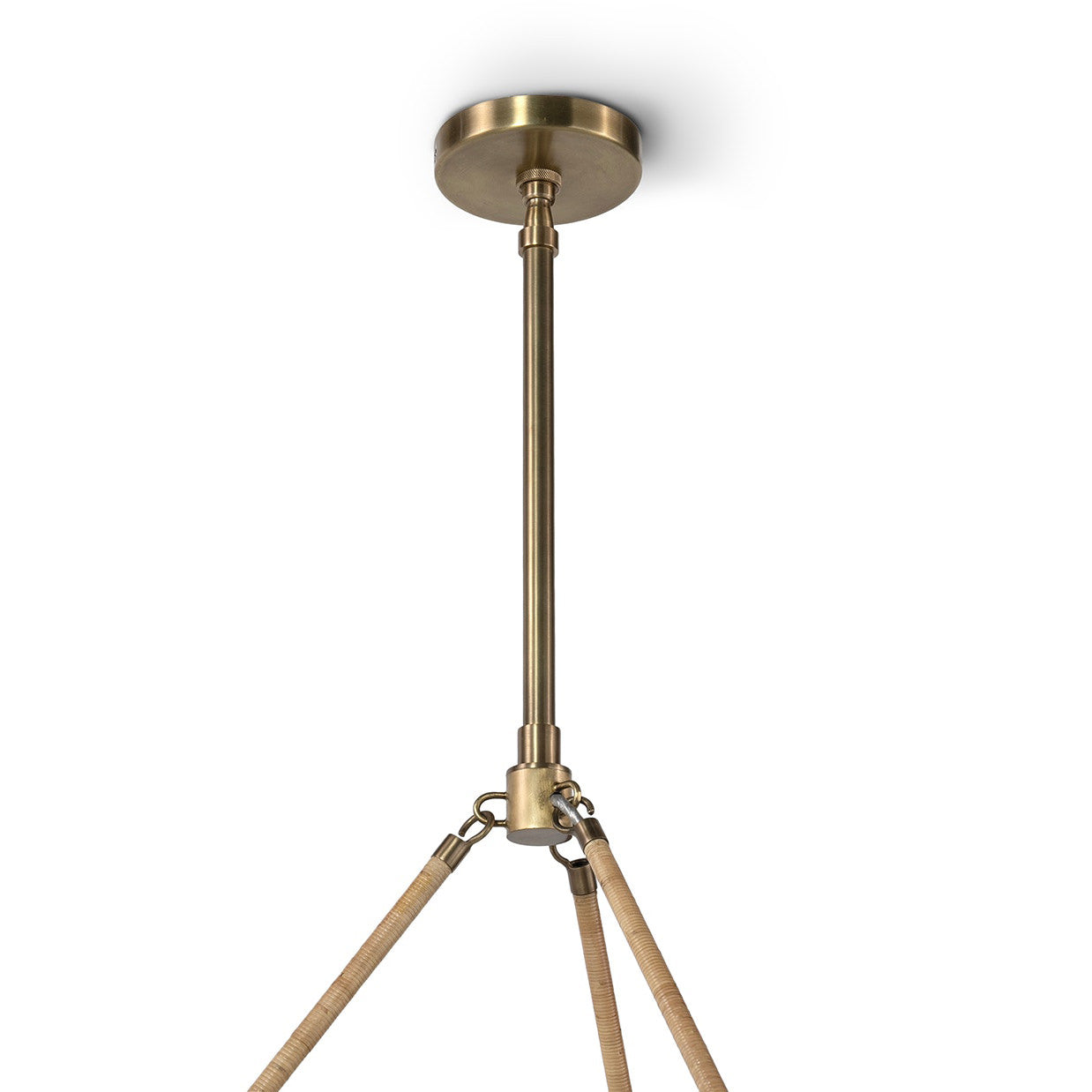 Close up of Palecek Hendrick Chandelier in Cognac on a white background at Addison West