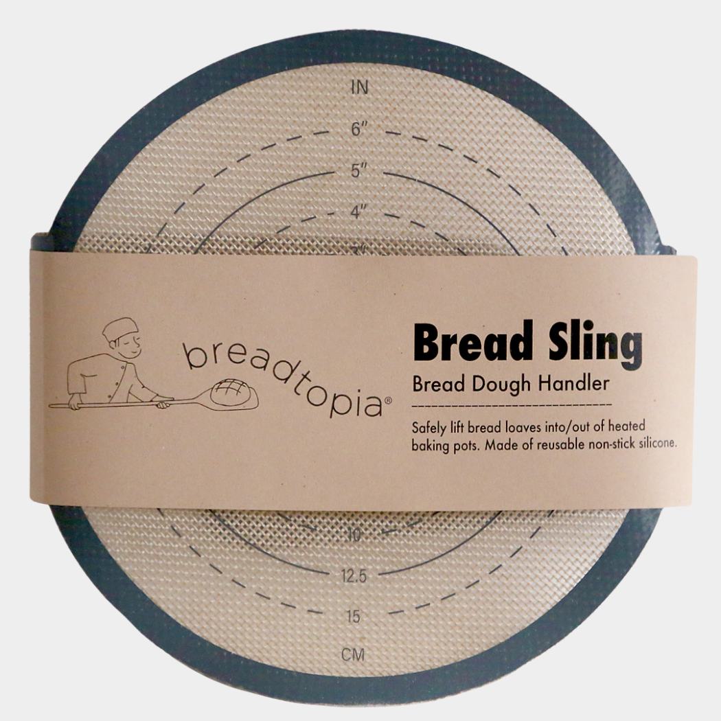 Bread Sling with 'breadtopia' label on a white background