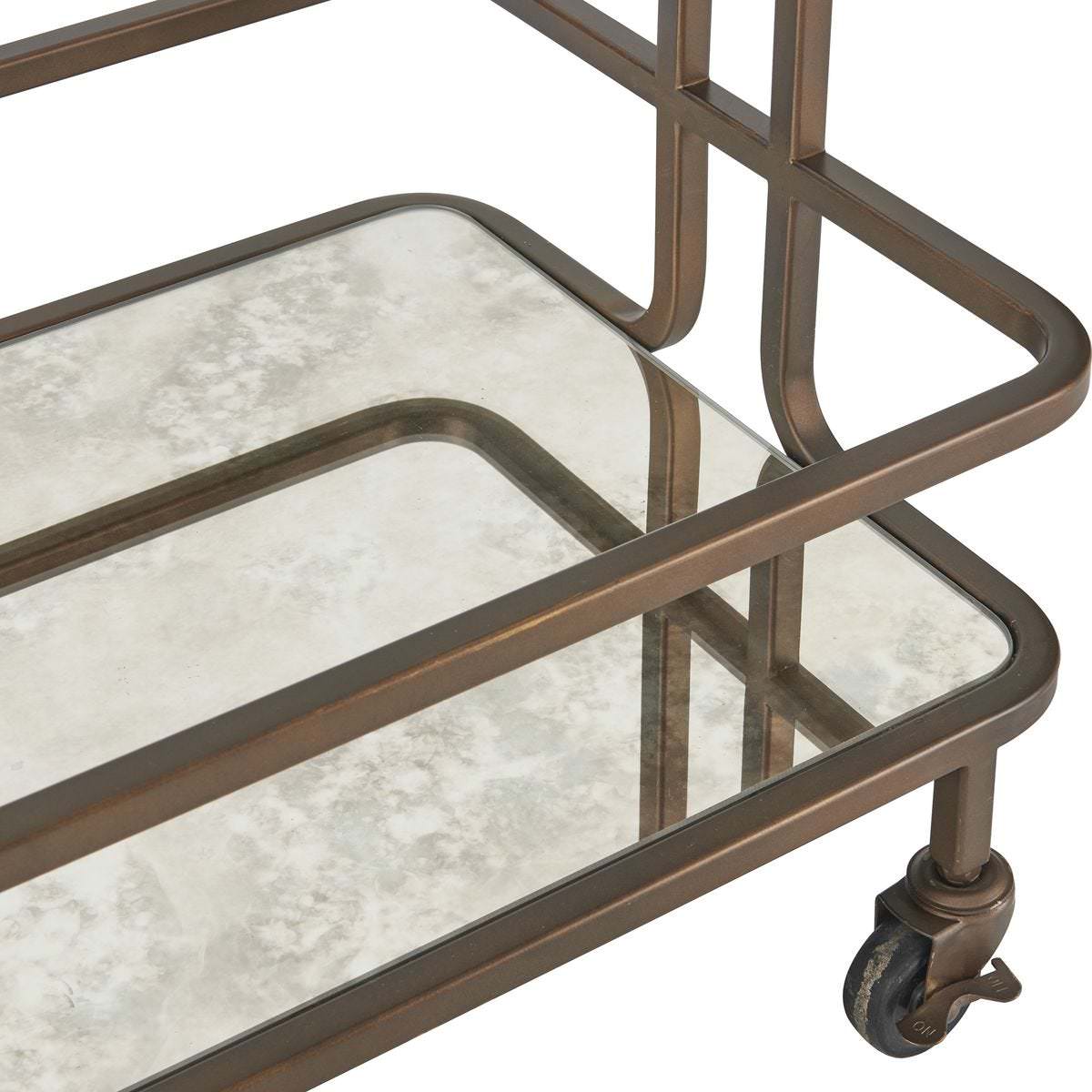 Close up of Errol Bar Cart on a white background at Addison West