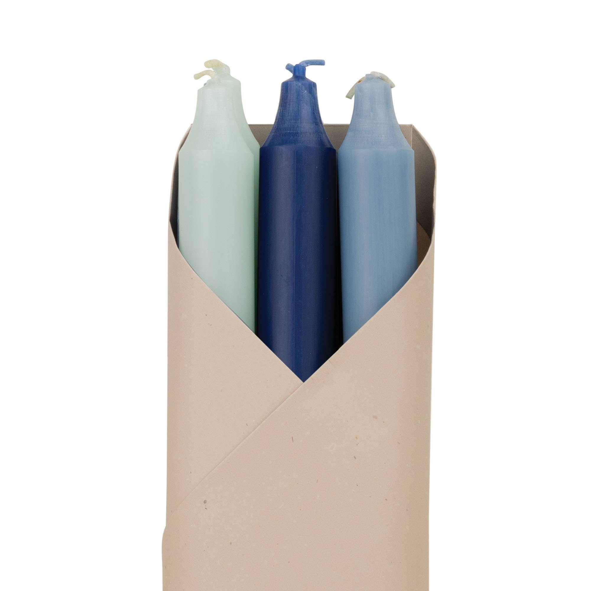 12" Taper Candles in Ocean Waves, Set of 6 on a white background at Addison West