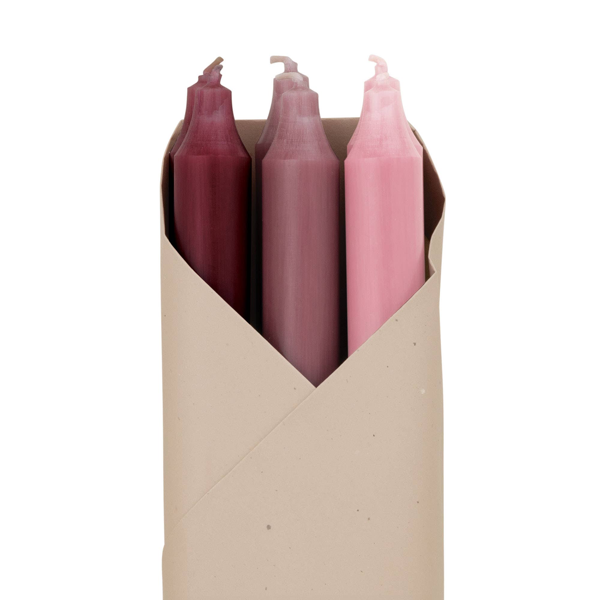 12" Taper Candles in Heirloom Petals, Set of 6 on a white background at Addison West