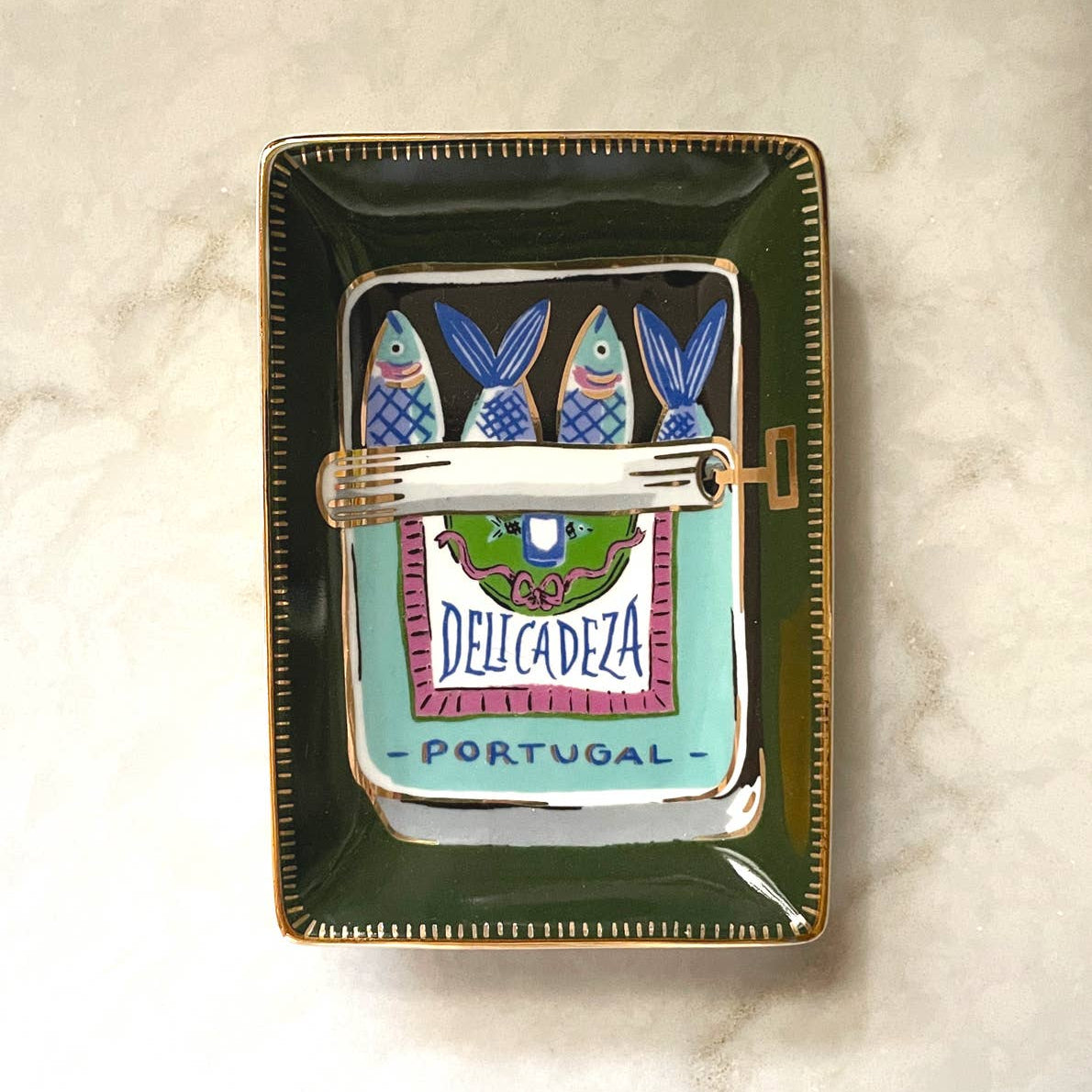 Sardines Trinket Dish on a beige background at Addison West