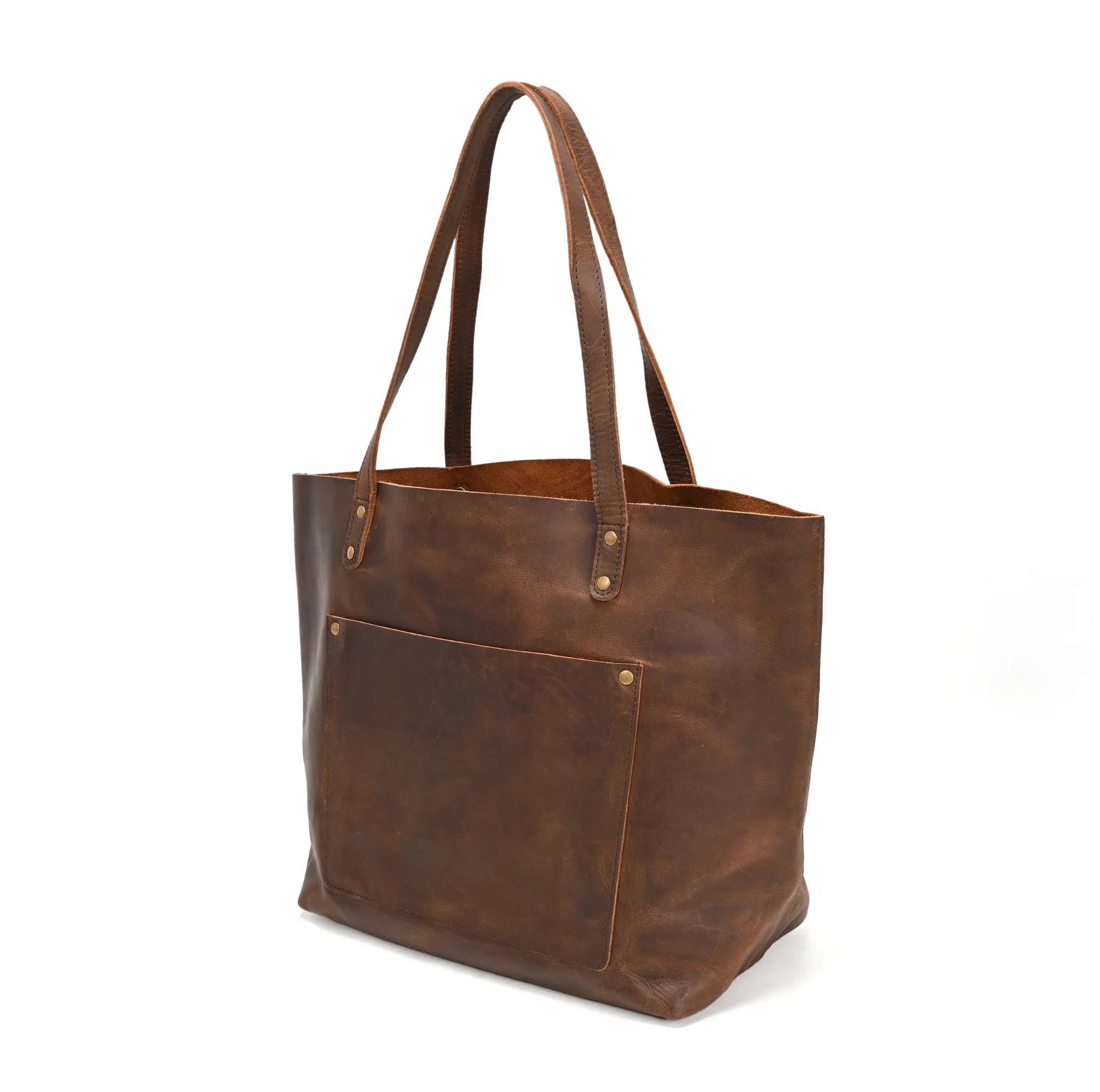 Lena Leather Tote on a white background at Addison West