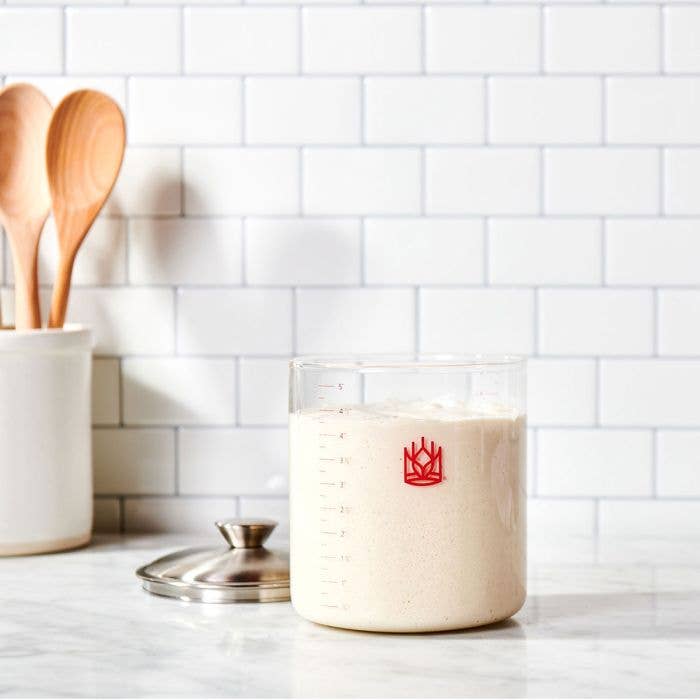 King Arthur Baking Glass Sourdough Crock on a white background at Addison West