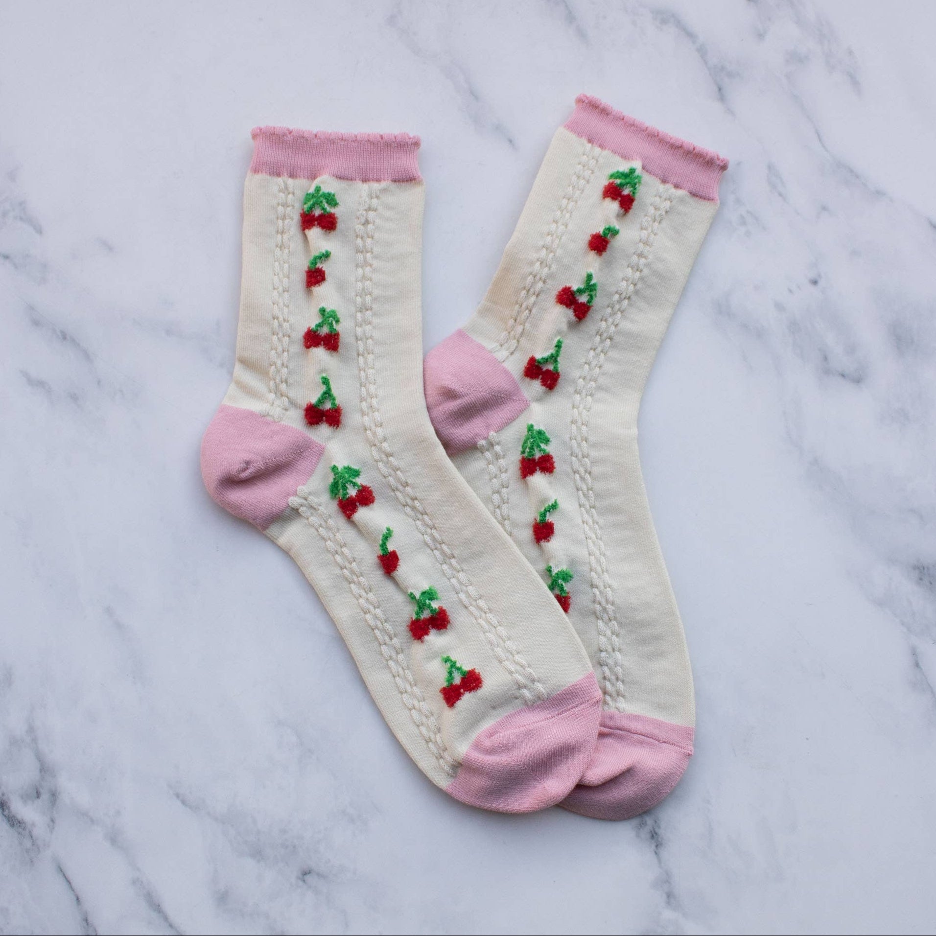 Cherry Dream Socks on a white background at Addison West