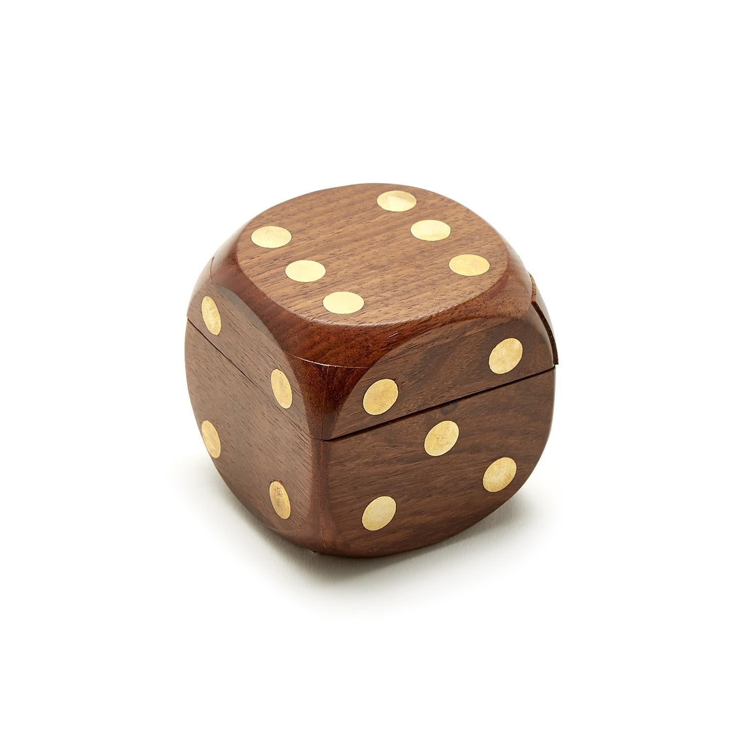 Wood Dice Box with 6 Dice on a white background at Addison West