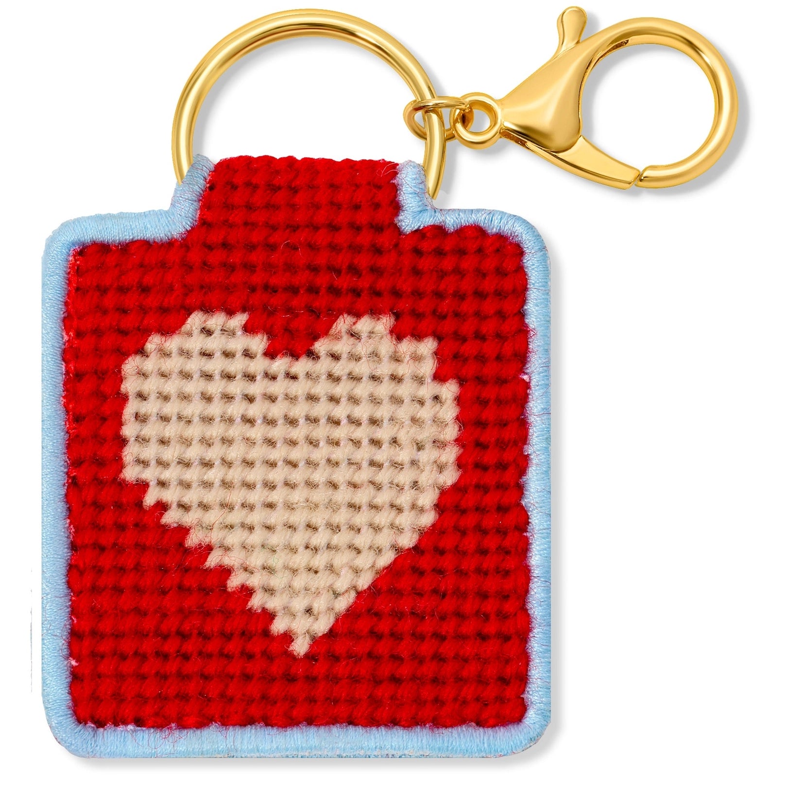 Heart Needlepoint Keychain Kit on a white background at Addison West