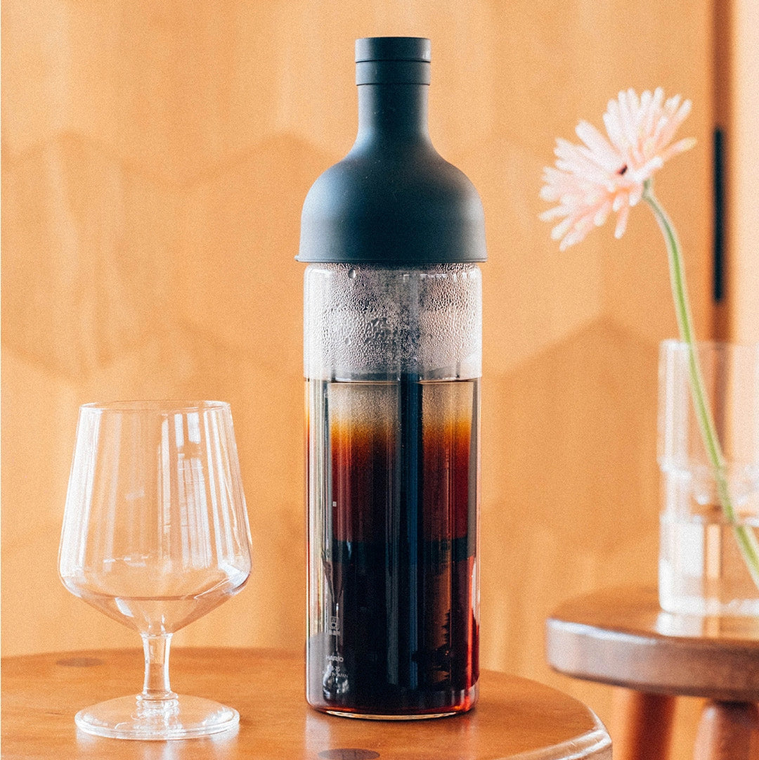 Hario Cold Brew Coffee Wine Bottle 650mL on a table at Addison West