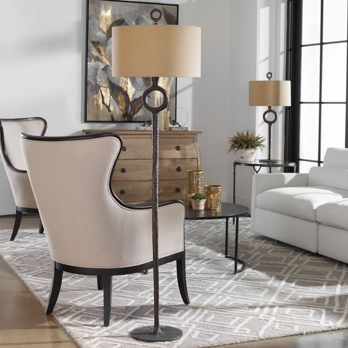 Ferrow Floor Lamp in a living room at Addison West