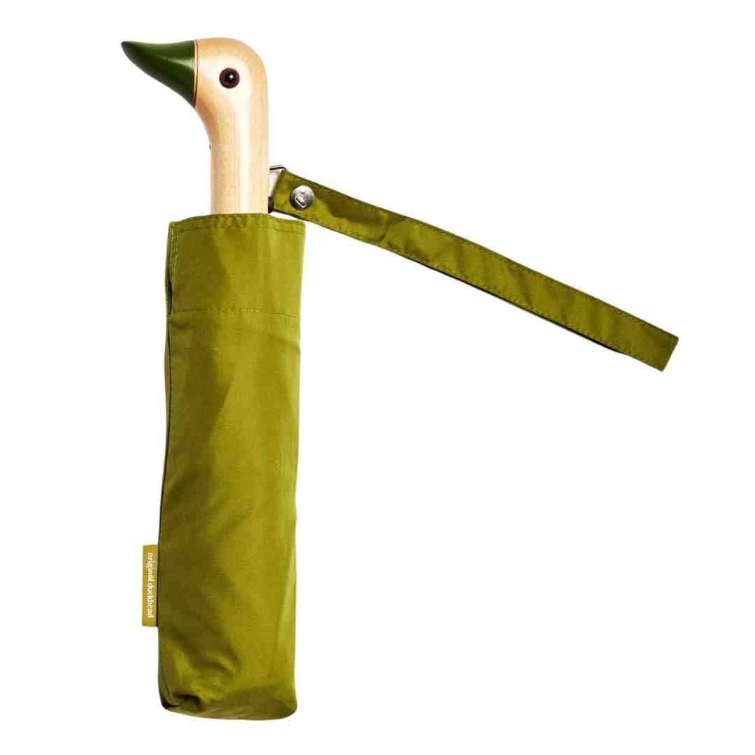 Original Duckhead Olive Eco-Friendly Umbrella on a white background at Addison West