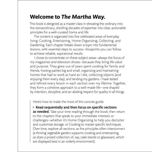 The Martha Way: Essential Principles for Mastering Home and Living by Martha Stewart on a white background at Addison West