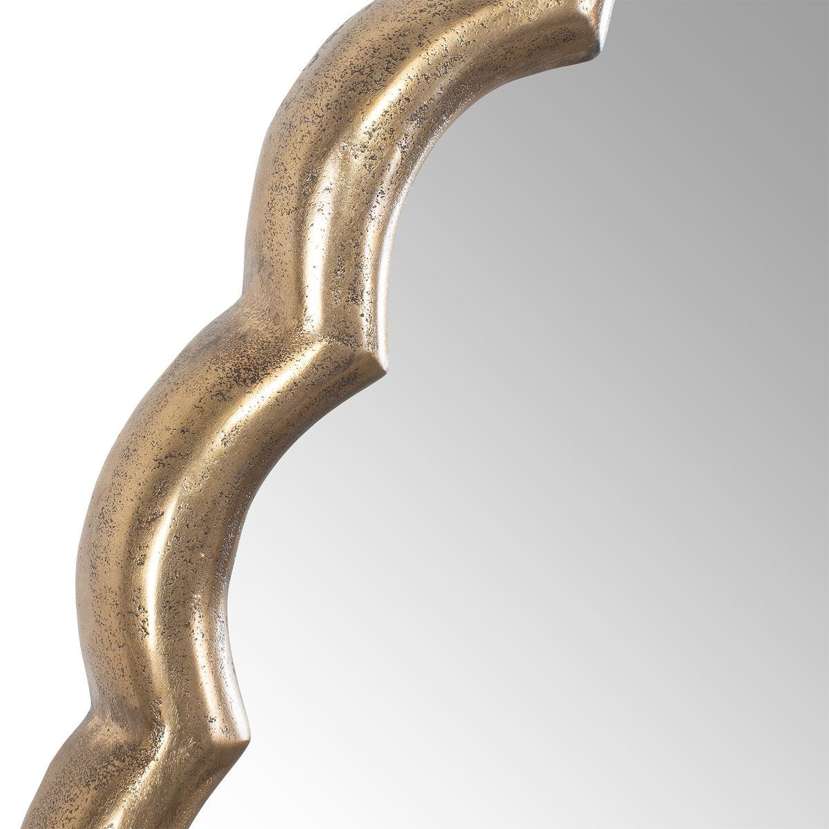 Close up of Cerelle scalloped Round Mirror on a white background at Addison West