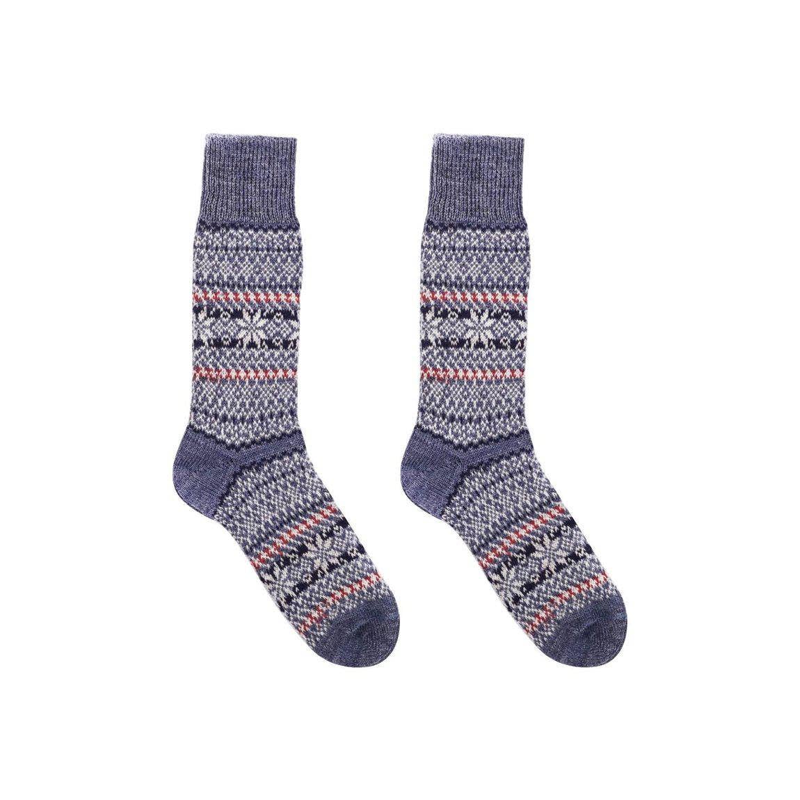 Nordic Socks Merino Wool in PERFORM™ in Sigrid Denim on a white background at Addison West