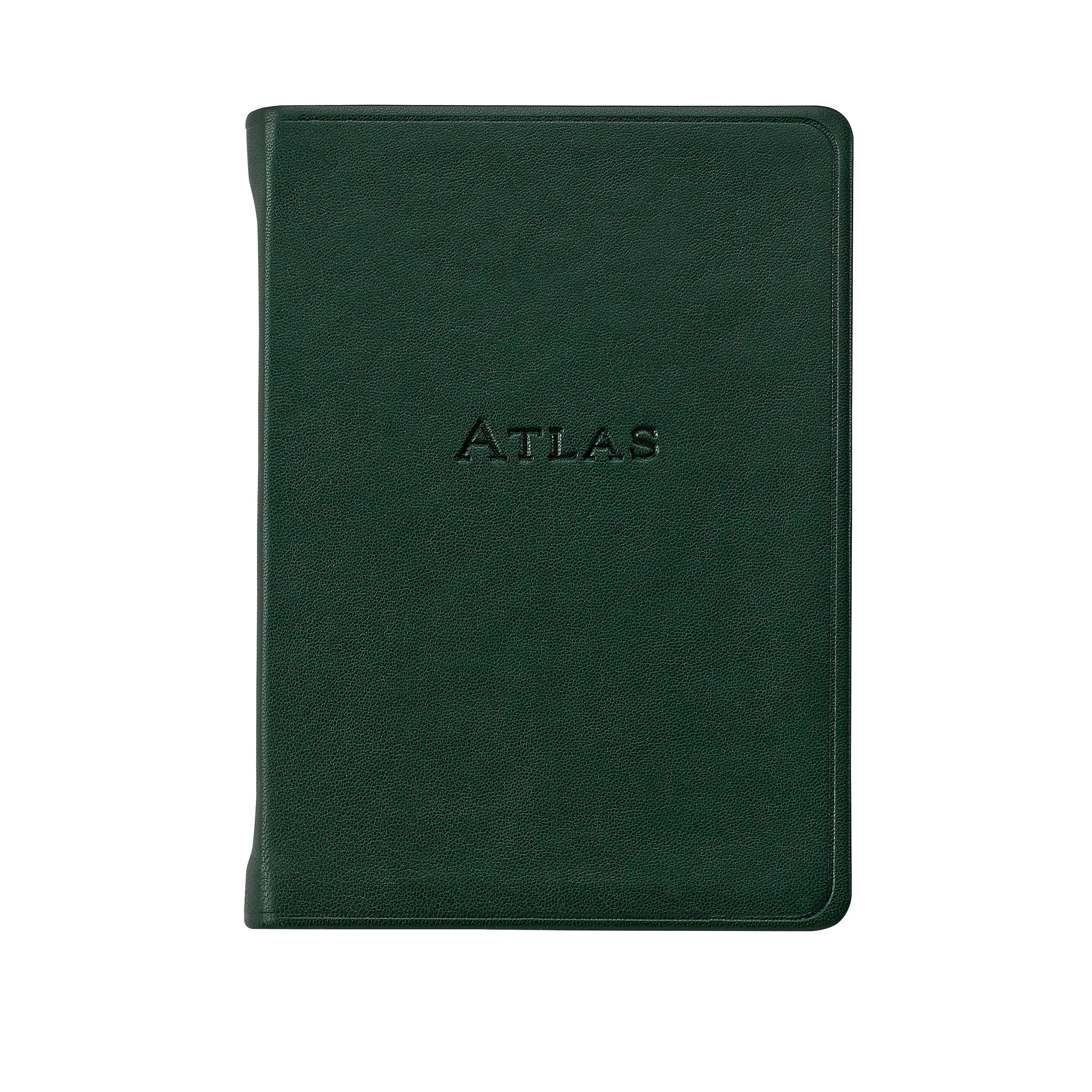 Graphic Image Traveler's Atlas Green Leather on white background at Addison West