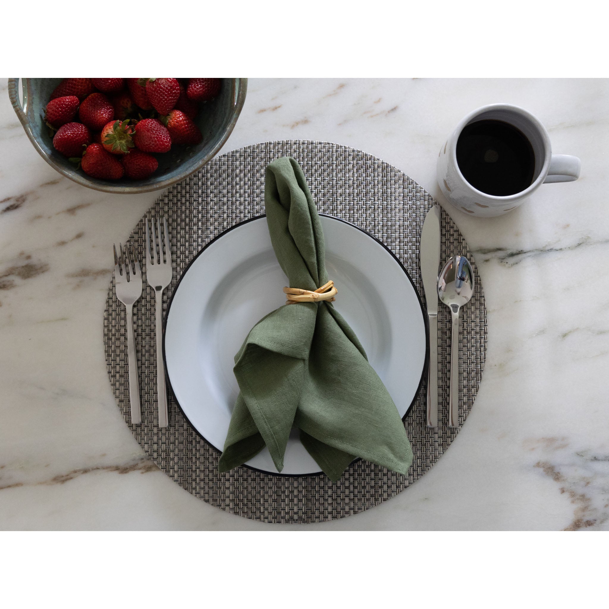 Chilewich Basketweave Round Placemats - Oyster - Addison West
