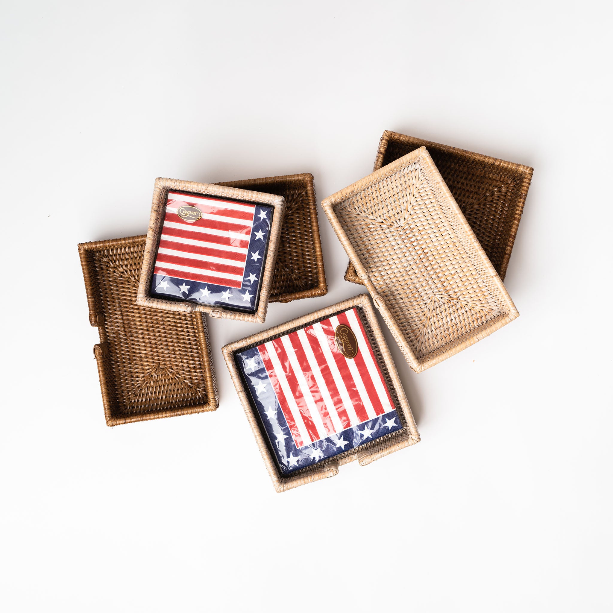 Rattan Guest Napkin Holder in Whitwash - Addison West