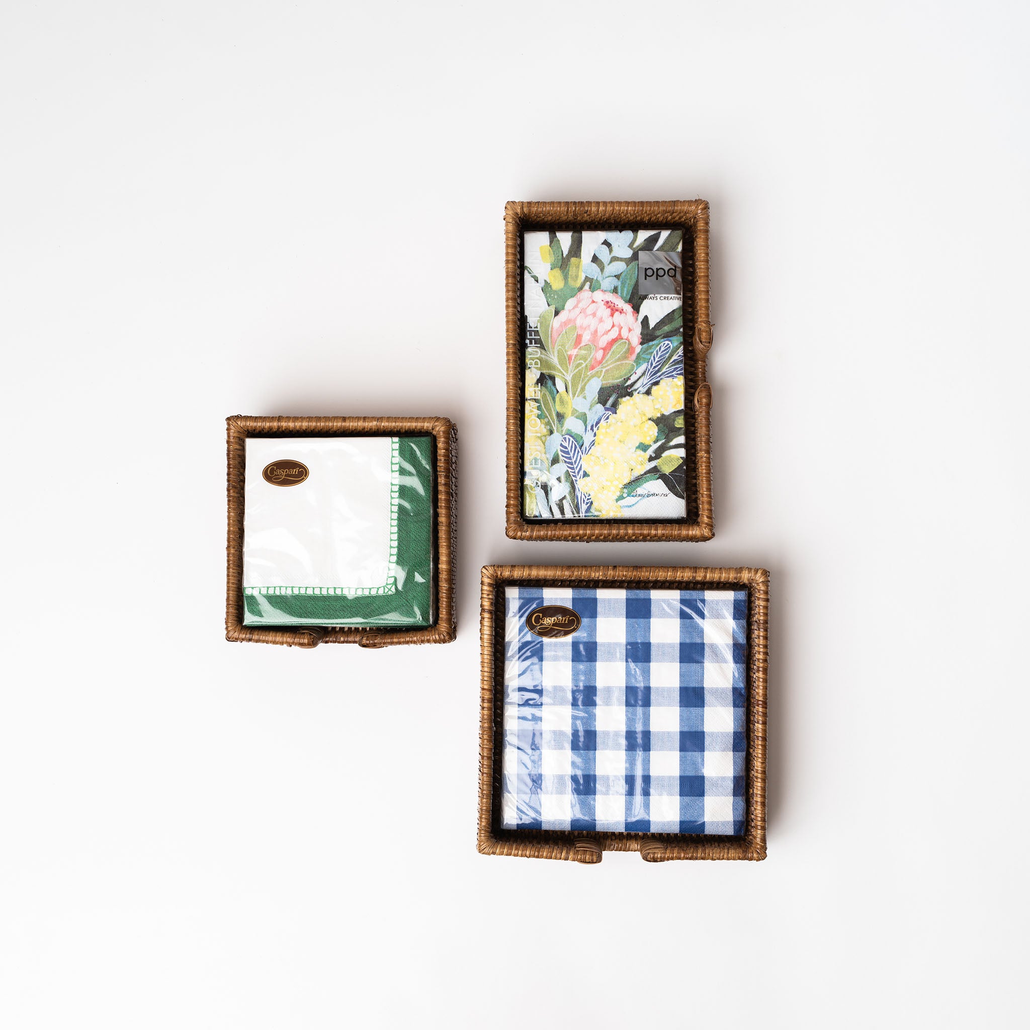 Rattan Lunch Napkin Holder in Dark Wash - Addison West