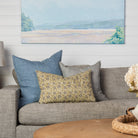 Lina Linen 20" Square Pillow in Grey, Lina Linen 24" Square Pillow in Arctic Blue