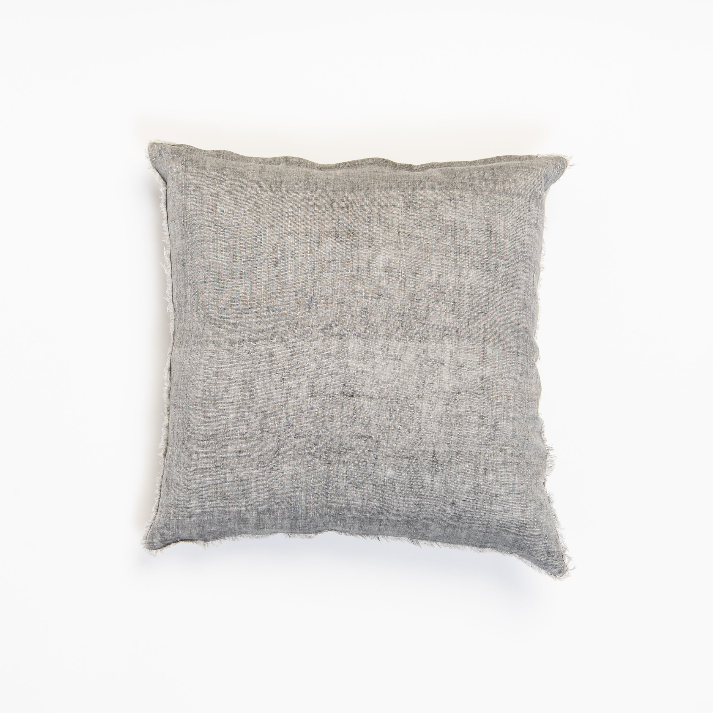 Lina Linen 20" Square Pillow in Grey on a white background at Addison West