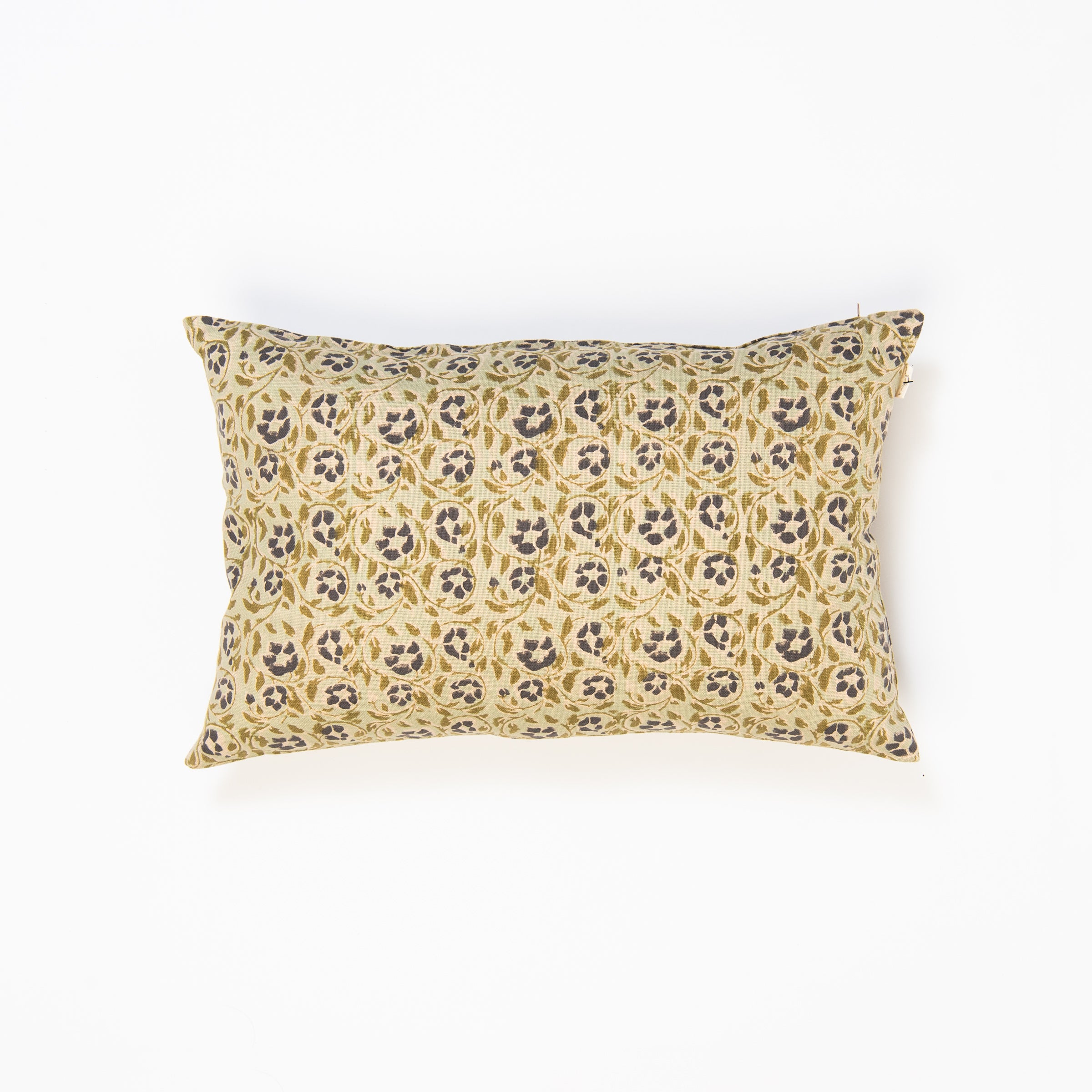 Anika Block Print Lumbar Pillow on a white background at Addison West